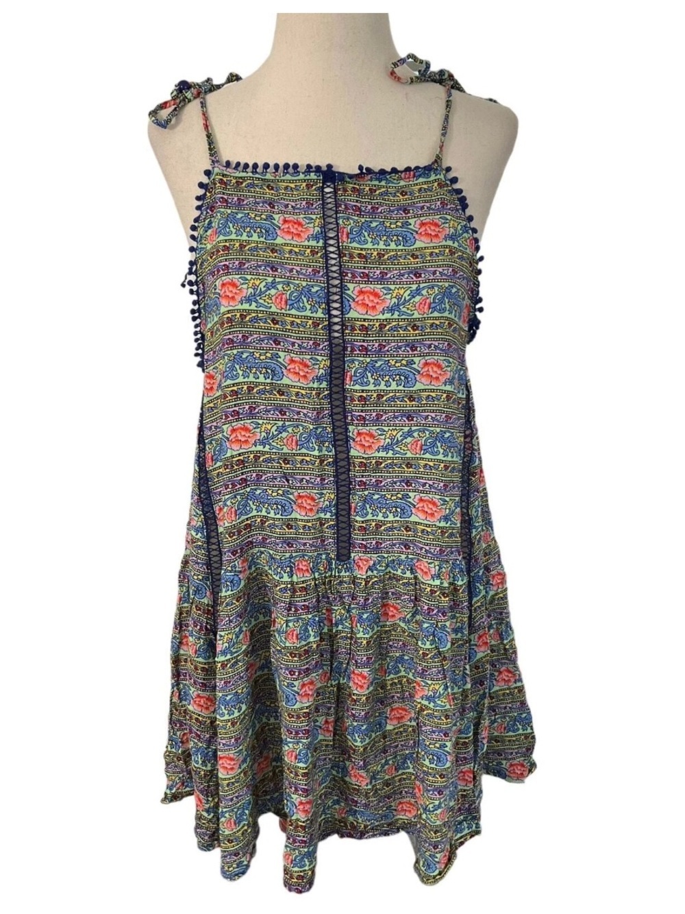 Jessica Simpson Navy Multi Floral Print Spaghetti Strap Tunic